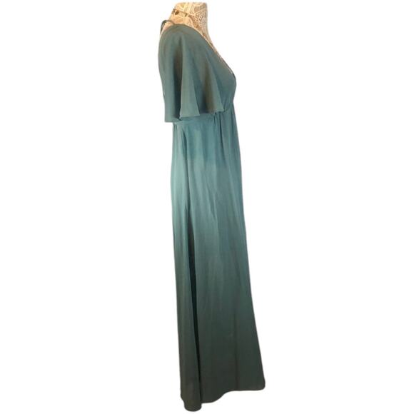 Show me your mumu faye flutter maxi dress Deep V open back sage crisp size small - Picture 7 of 12